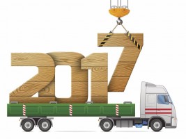 Crane loads New Year 2017 of wood