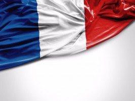 France waving flag on white background