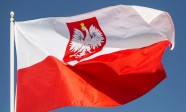Flag of Poland With Crest, Waving In a Stiff Wind